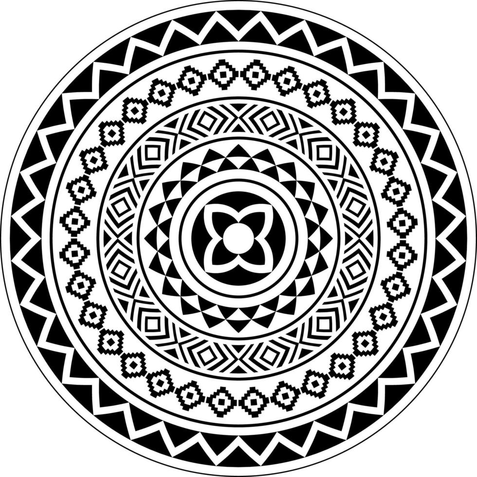 Polynesian circle tattoo style mandala, tribal design pattern polynesian mandala vector, geometric ornament vector