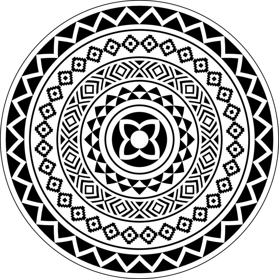 mandala de estilo de tatuaje de círculo polinesio, patrón de diseño tribal vector de mandala polinesio, ornamento geométrico