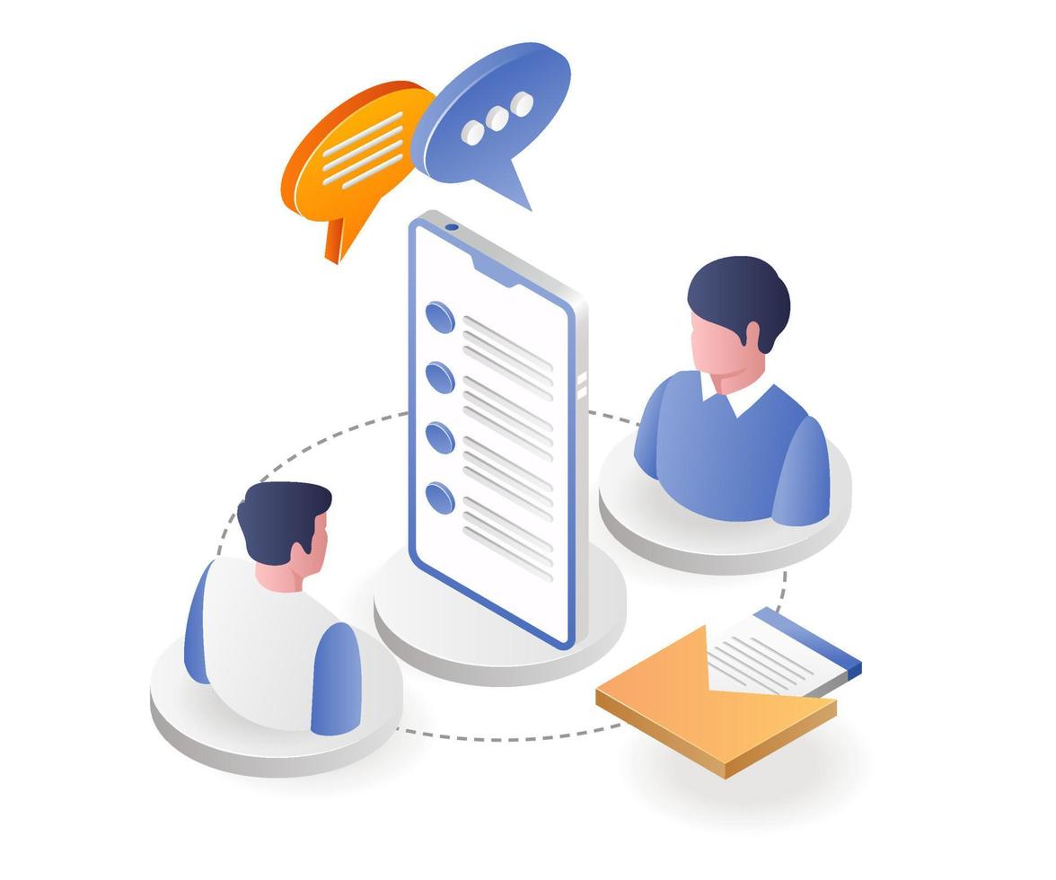 Conversation of 2 people on smartphone vector