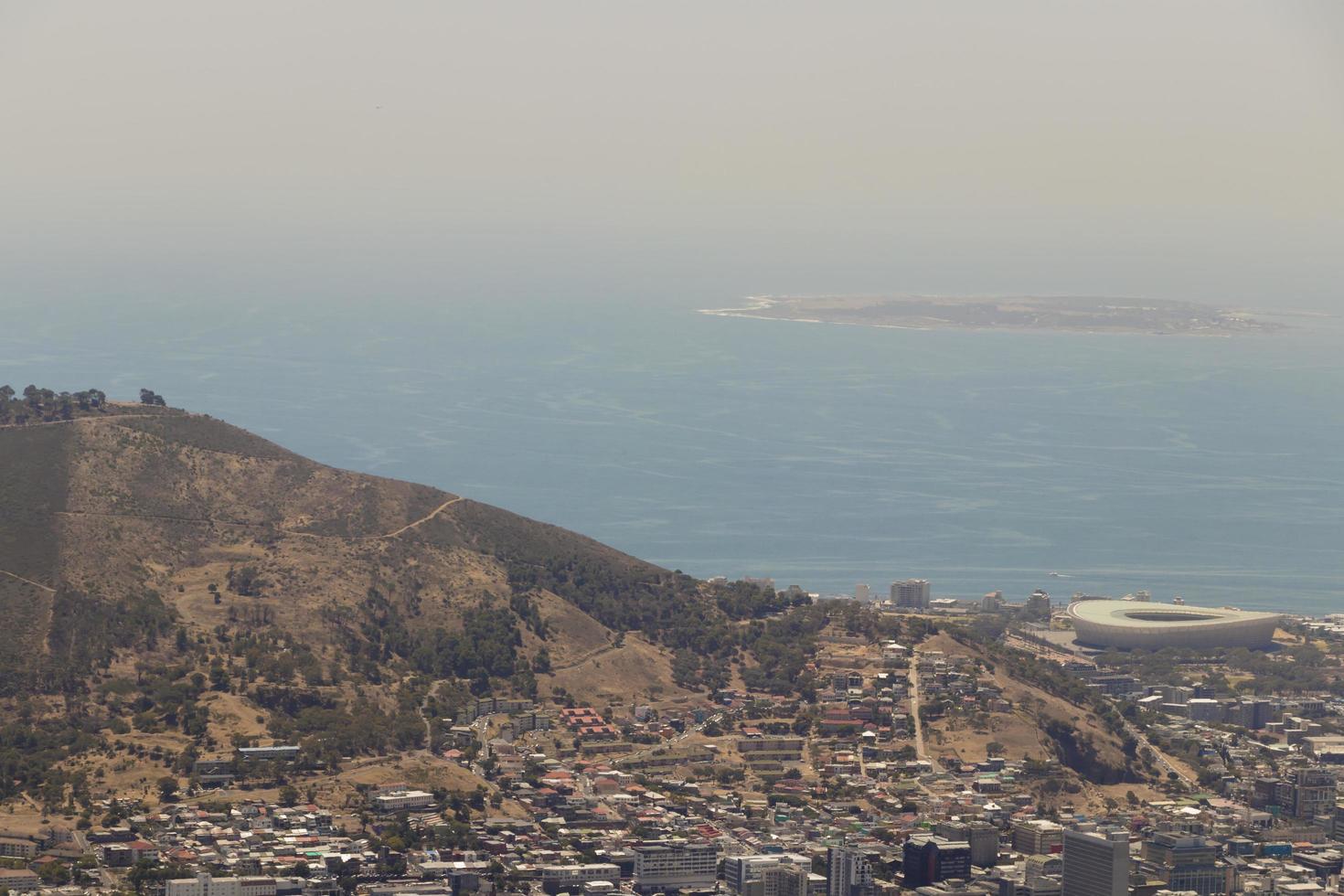 Panorama view of Cape Town, South Africa from Table Mountain. photo