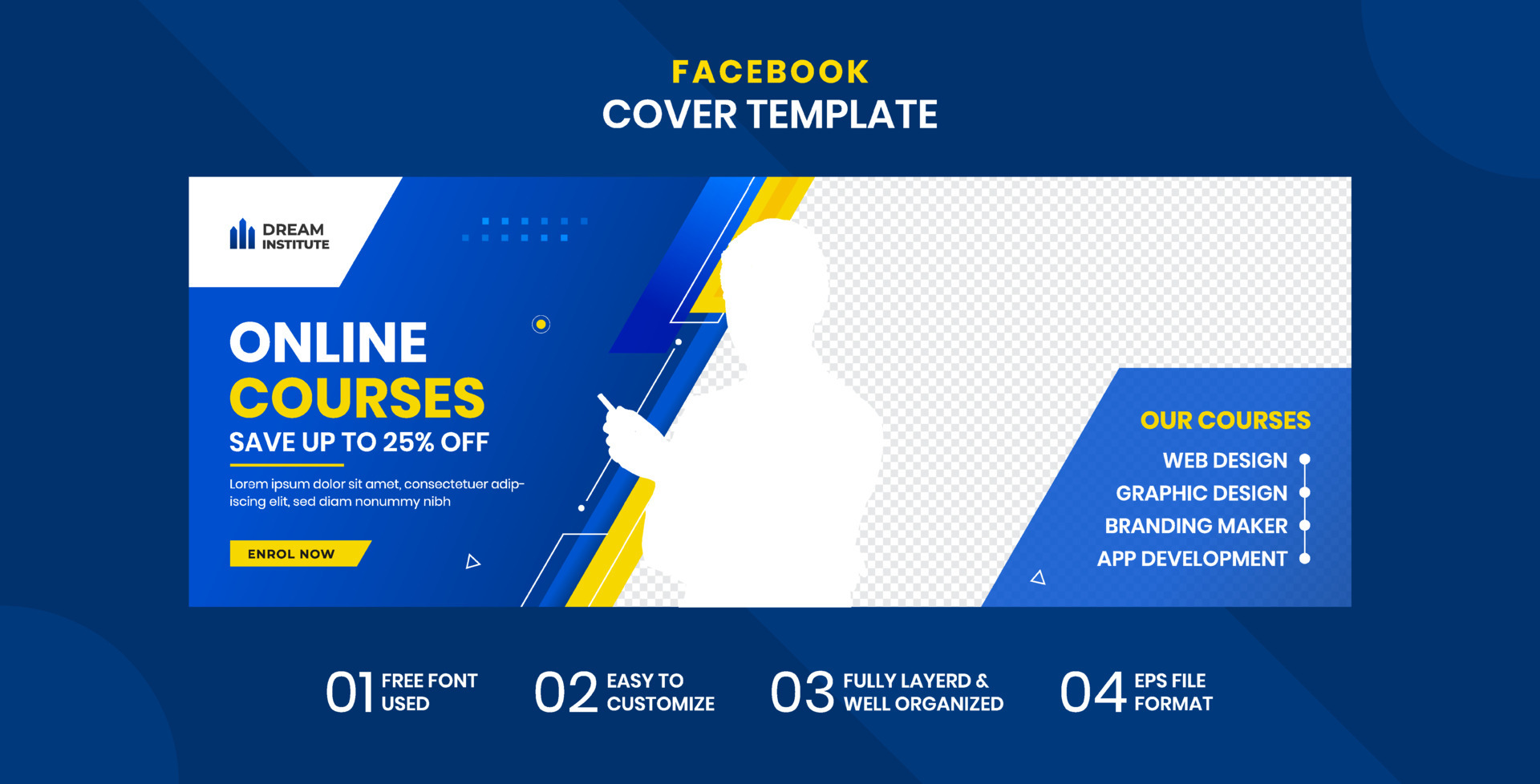 Online Courses Facebook Cover Template 5005574 Vector Art at Vecteezy