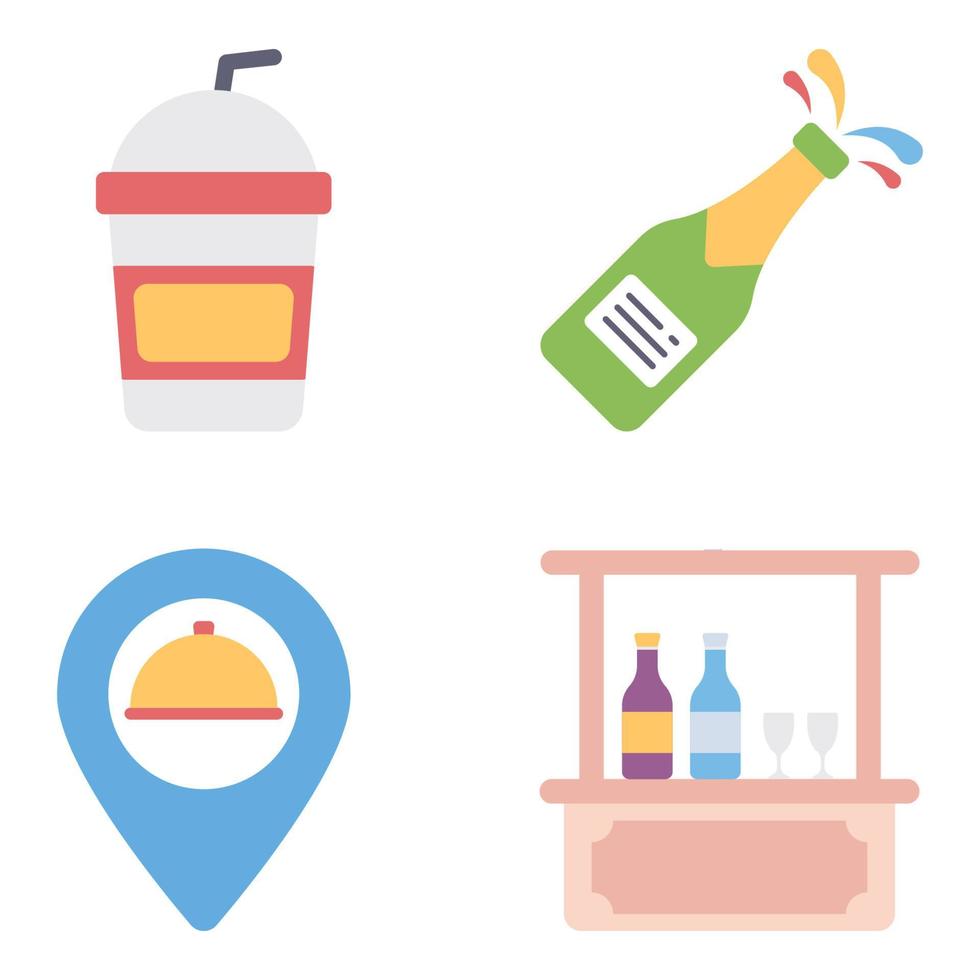 Food Drinks confectionery Flat Icons Set vector