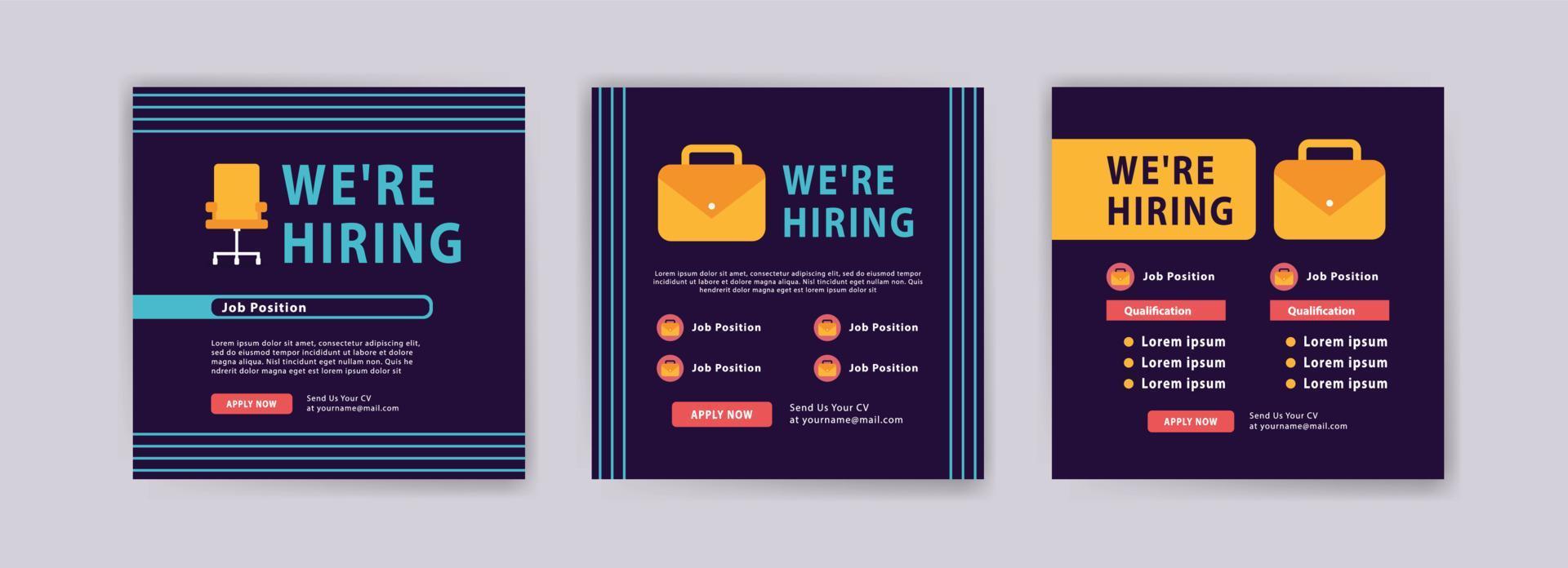 We're hiring. Job offer leaflet template. Job vacancy flyer poster template design vector