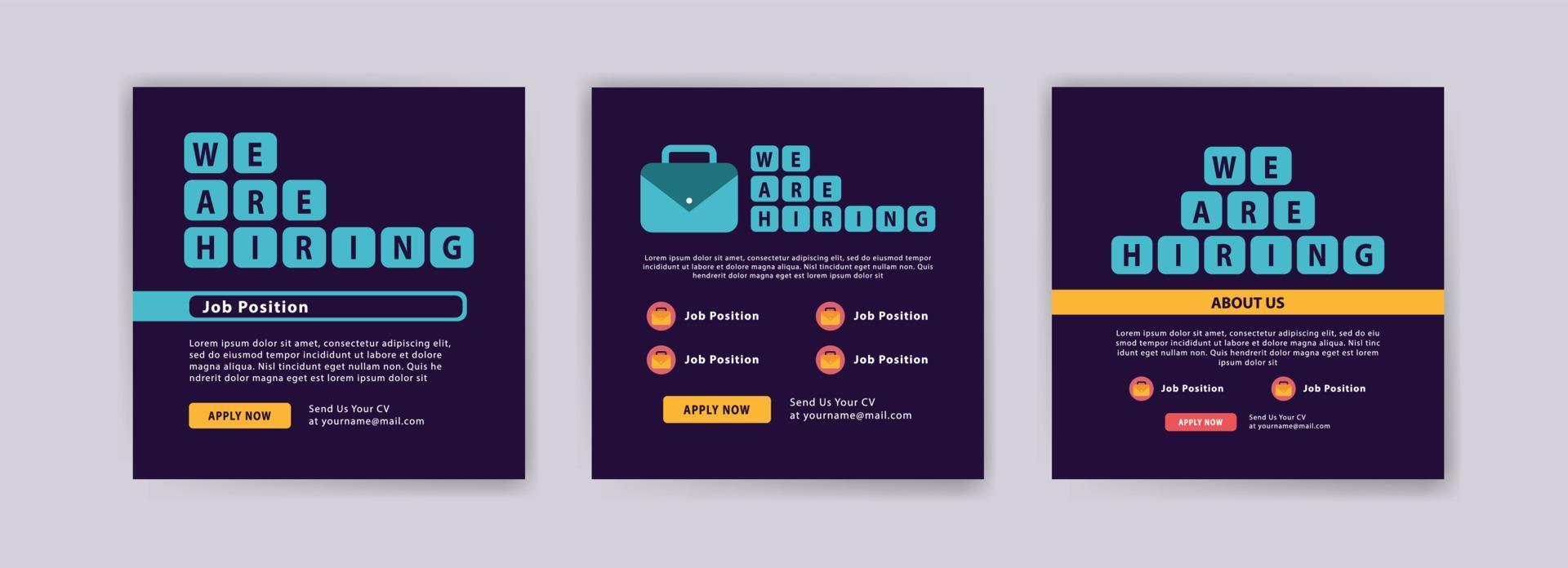 We're hiring. Job offer leaflet template. Job vacancy flyer poster template design vector
