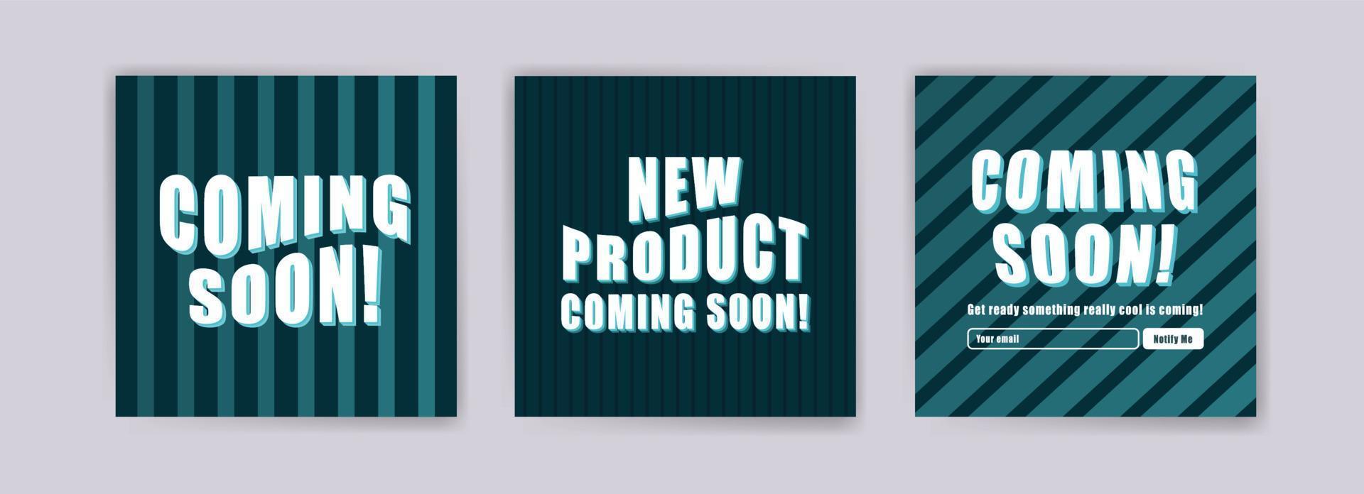 Coming soon banners. Vector template for banners, posters, cards and social media posts.