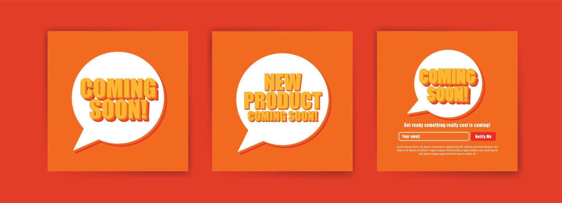 Coming soon banners. Vector template for banners, posters, cards and social media posts.