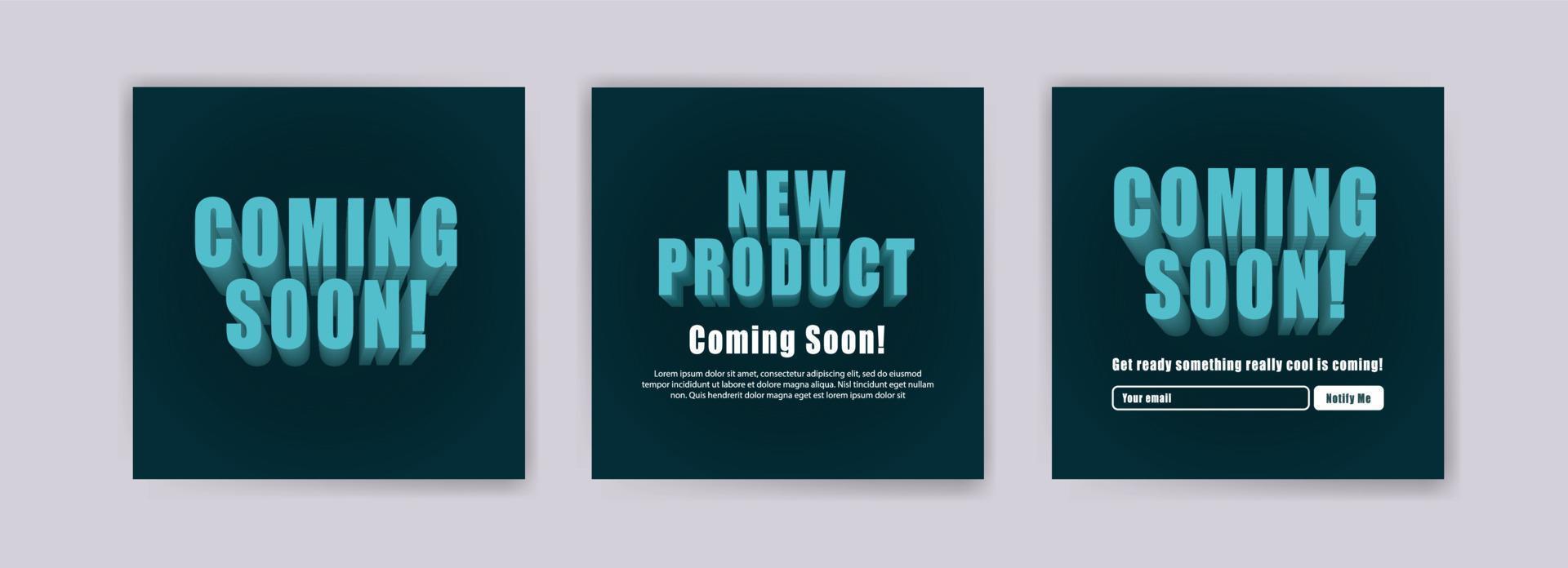 Coming soon banners. Vector template for banners, posters, cards and social media posts.