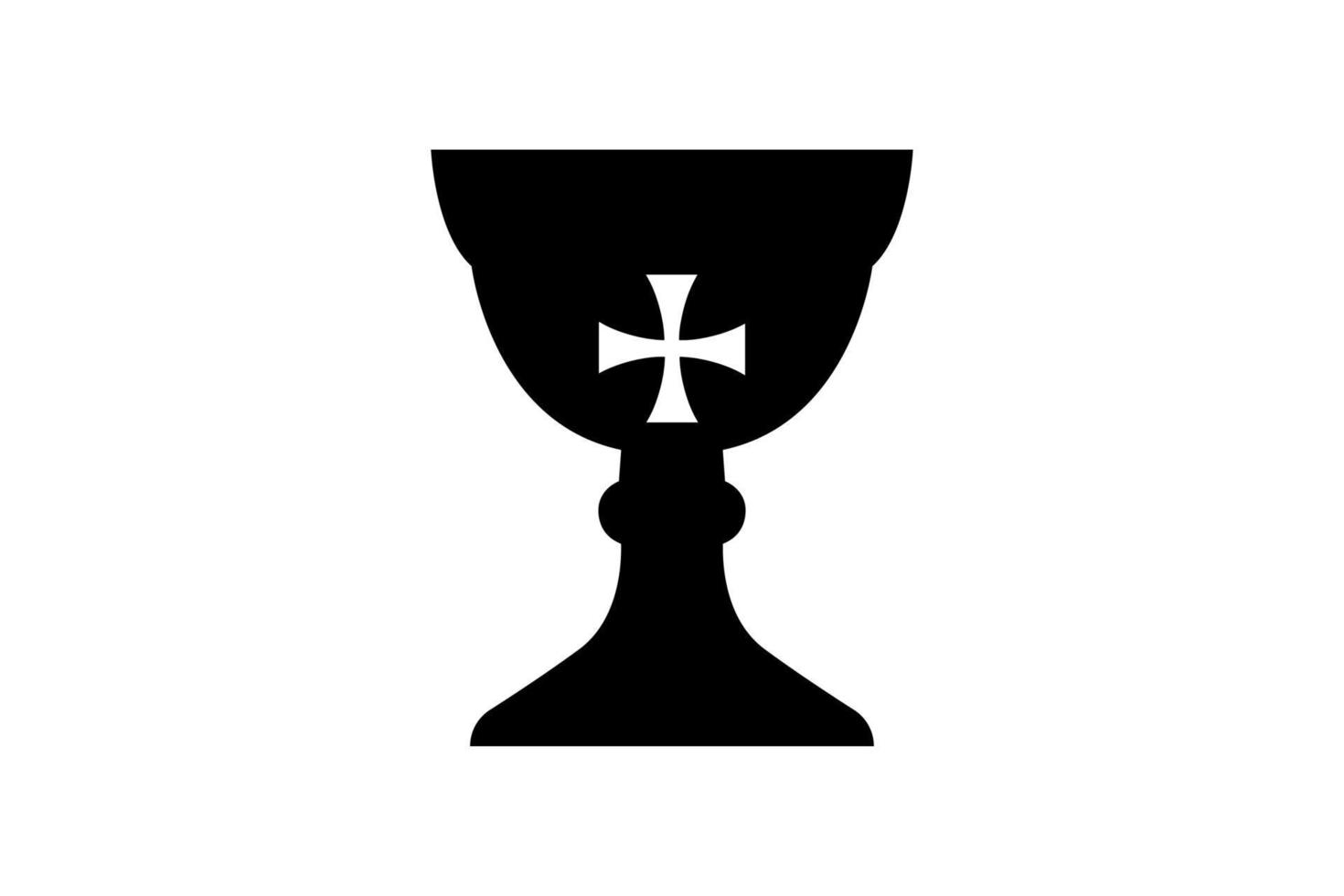 El santo grial, el signo de la copa, el símbolo místico medieval, la fuente de la vida y la inmortalidad, la abundancia y la fertilidad, el maravilloso concepto de sostén de la familia, vector aislado sobre fondo blanco.