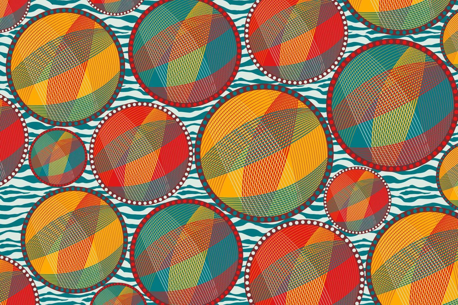 African Wax Print fabric, Ethnic handmade ornament for your design, Afro Ethnic circles and tribal motifs geometric elements. Vector texture, Africa animal striped  textile Ankara fashion style