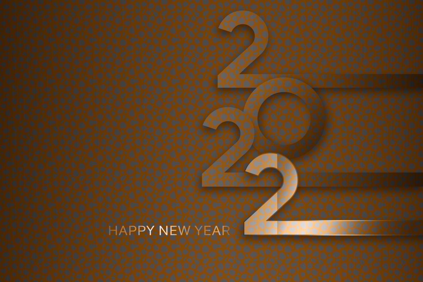 feliz año nuevo 2022 banner. estilo safari africano, plantilla moderna de textura de leopardo. diseño de un nuevo logo 2022. fondo marrón. elementos para calendario, tarjetas de felicitación, texto, aplicación móvil vector