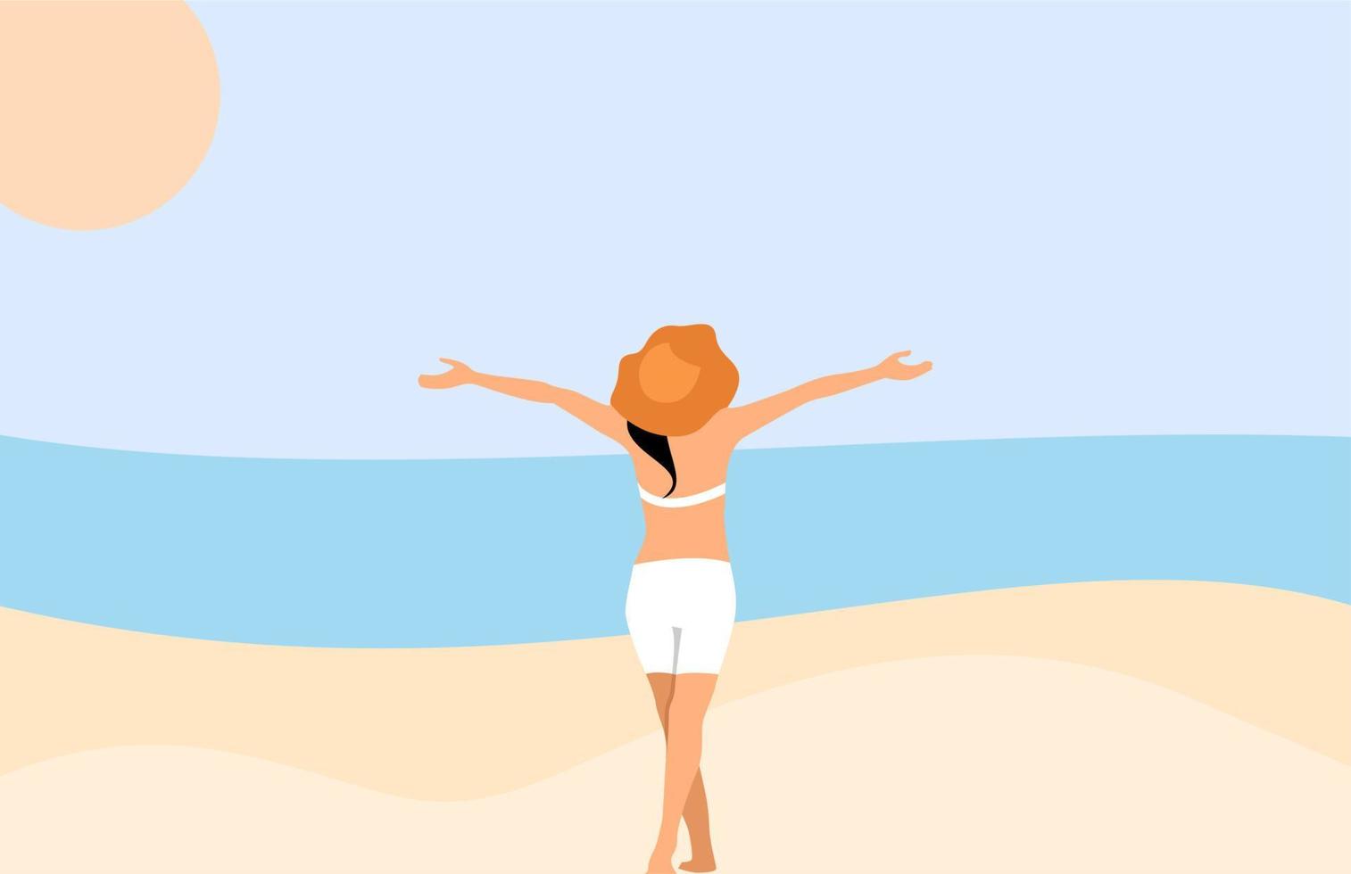 a woman relaxing on the beach... vector