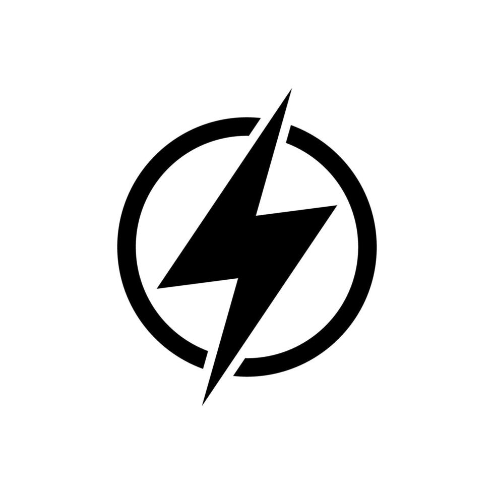 Lightning, electric power vector logo design element. Energy and thunder electricity symbol concept. Lightning bolt sign in the circle. Flash vector emblem template. Power fast speed logotype