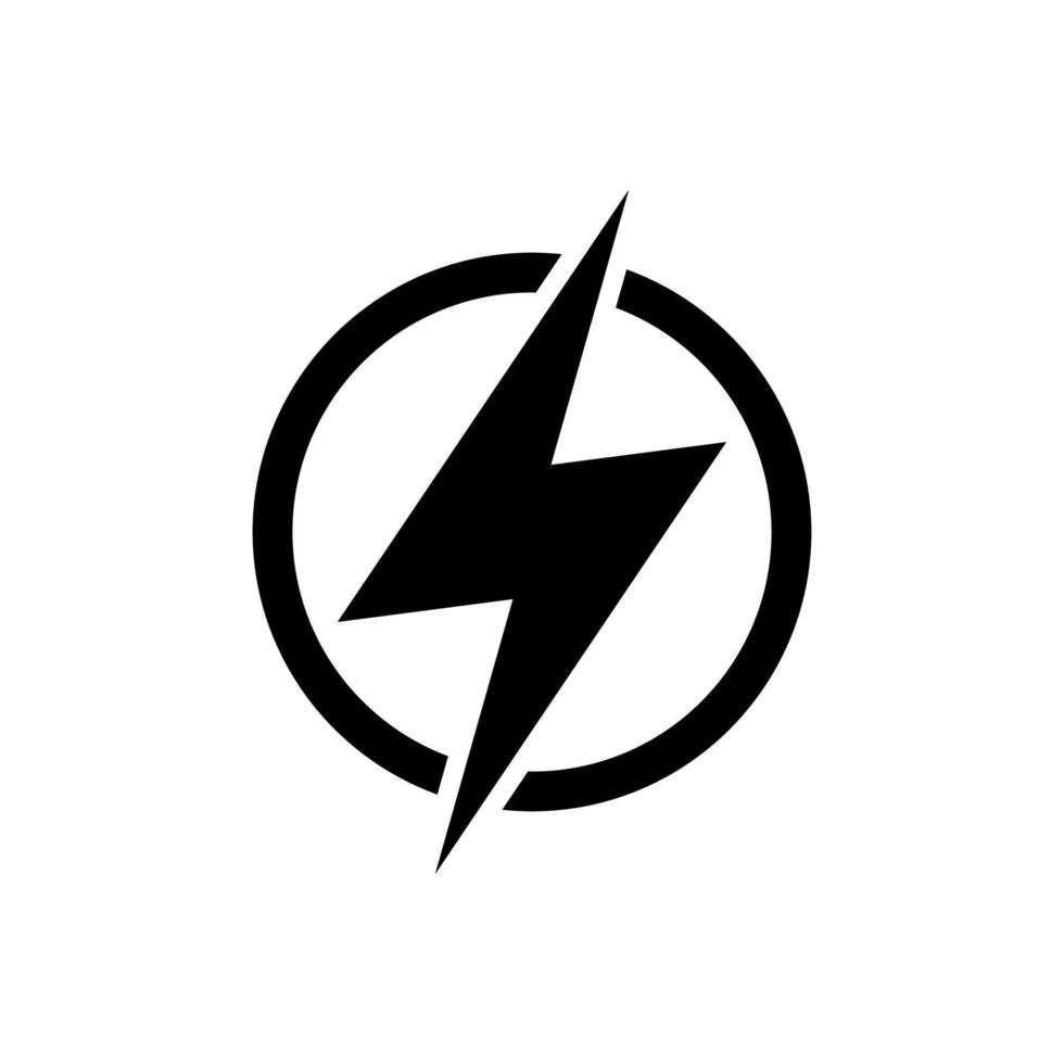 Lightning, electric power vector logo design element. Energy and thunder electricity symbol concept. Lightning bolt sign in the circle. Flash vector emblem template. Power fast speed logotype