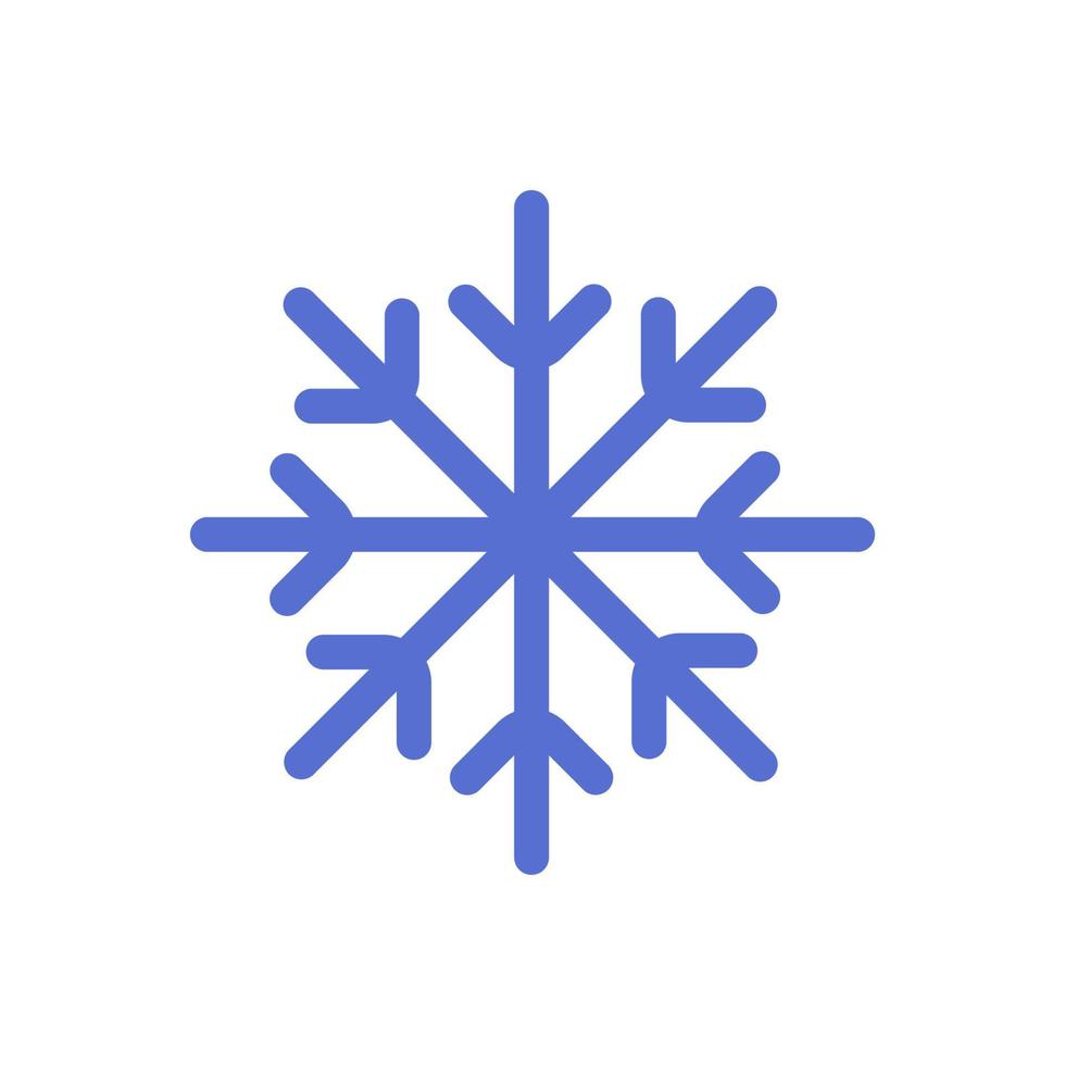 Conjunto de invierno de copo de nieve de silueta de icono azul aislado sobre fondo blanco ilustración vectorial. vector