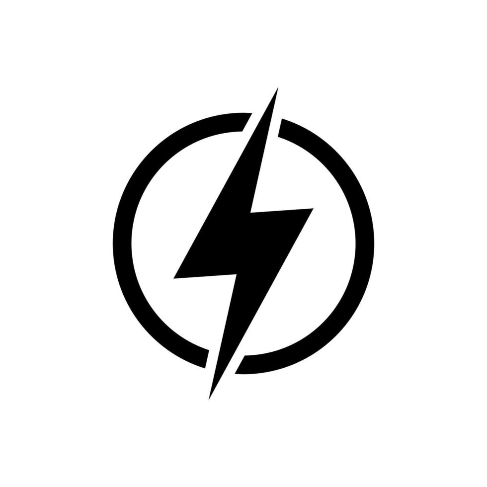 Lightning, electric power vector logo design element. Energy and thunder electricity symbol concept. Lightning bolt sign in the circle. Flash vector emblem template. Power fast speed logotype