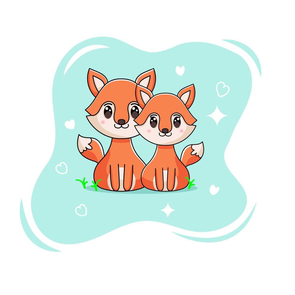 cute and romantic fox couple vector