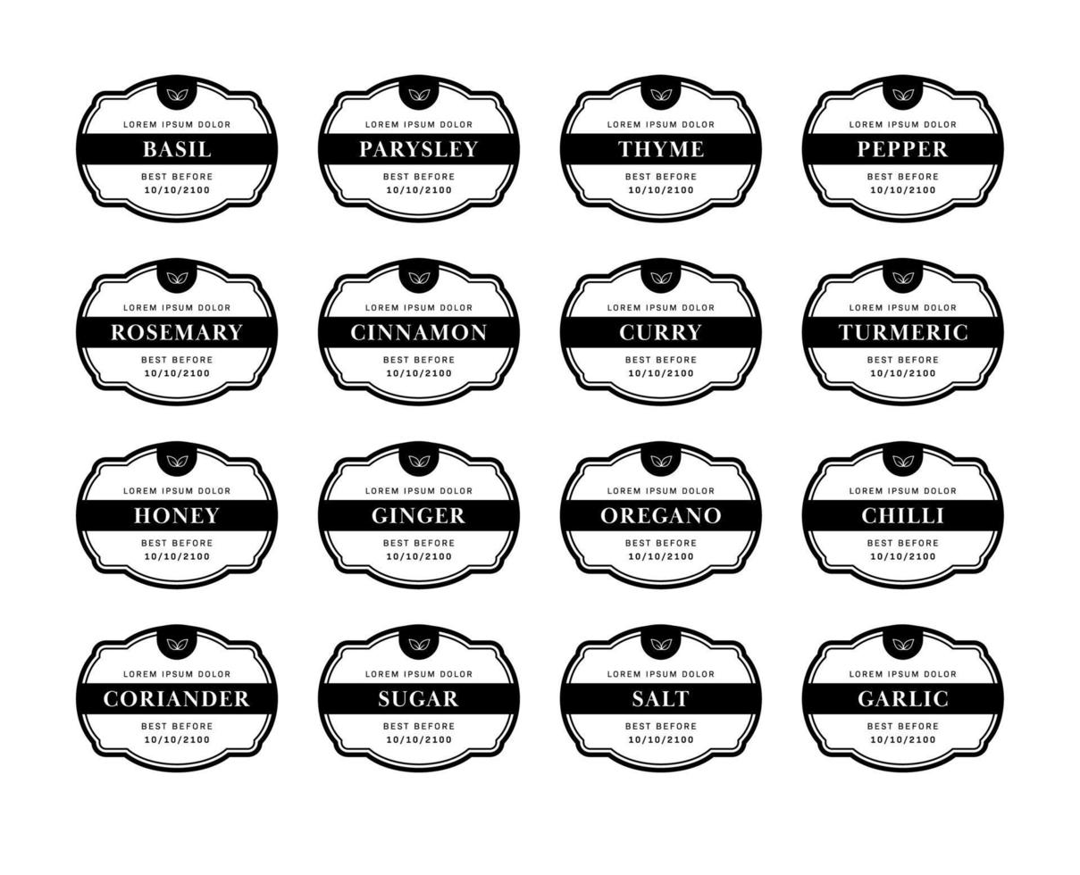 Kitchen pantry seasoning label sticker set classic simple style 5005937