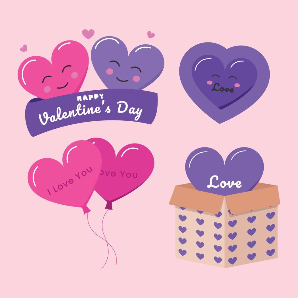 Cartoon love collection valentine vector