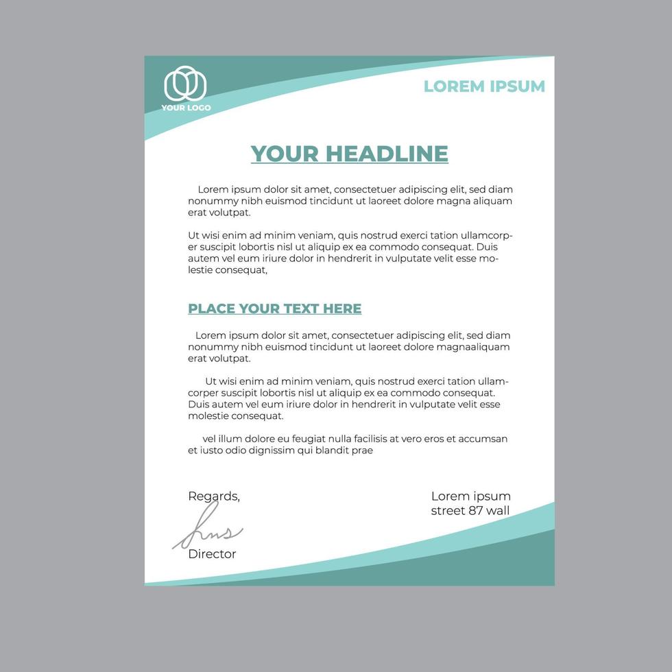Letterhead template with light green color vector