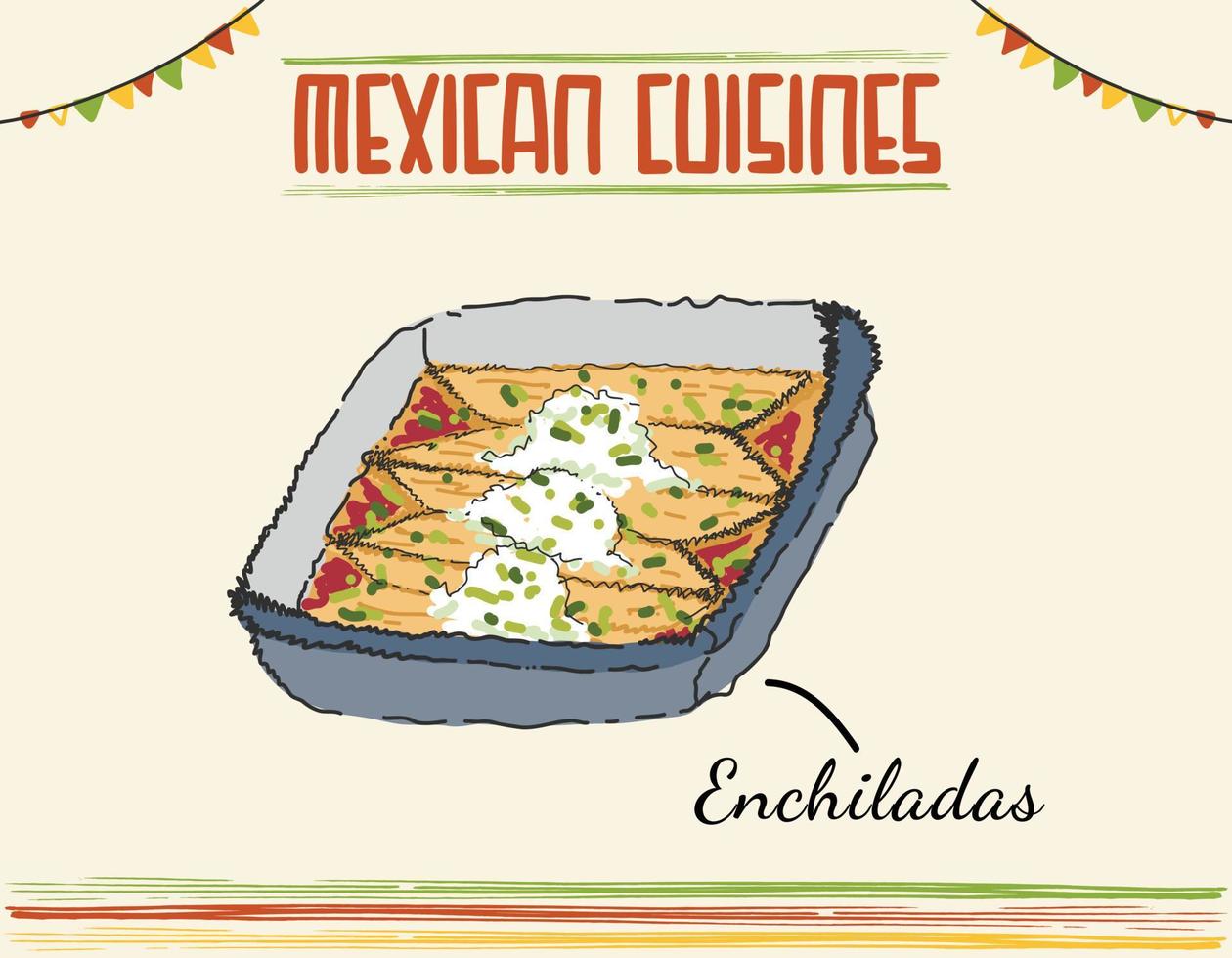 Enchilada Mexican traditional food vector