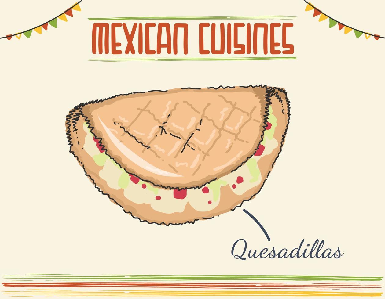 quesadillas de pollo con icono de pimentón y queso vector