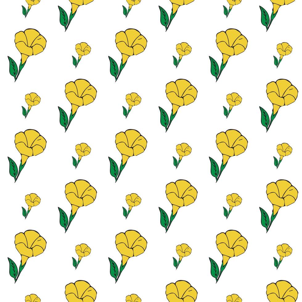 Yellow Allamanda flower and leaf Seamless Pattern Design vector