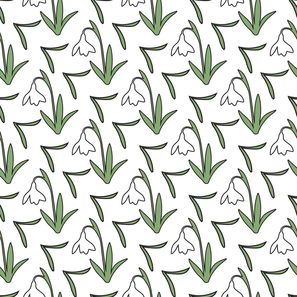 snowdrop flower Seamless Pattern Design vector