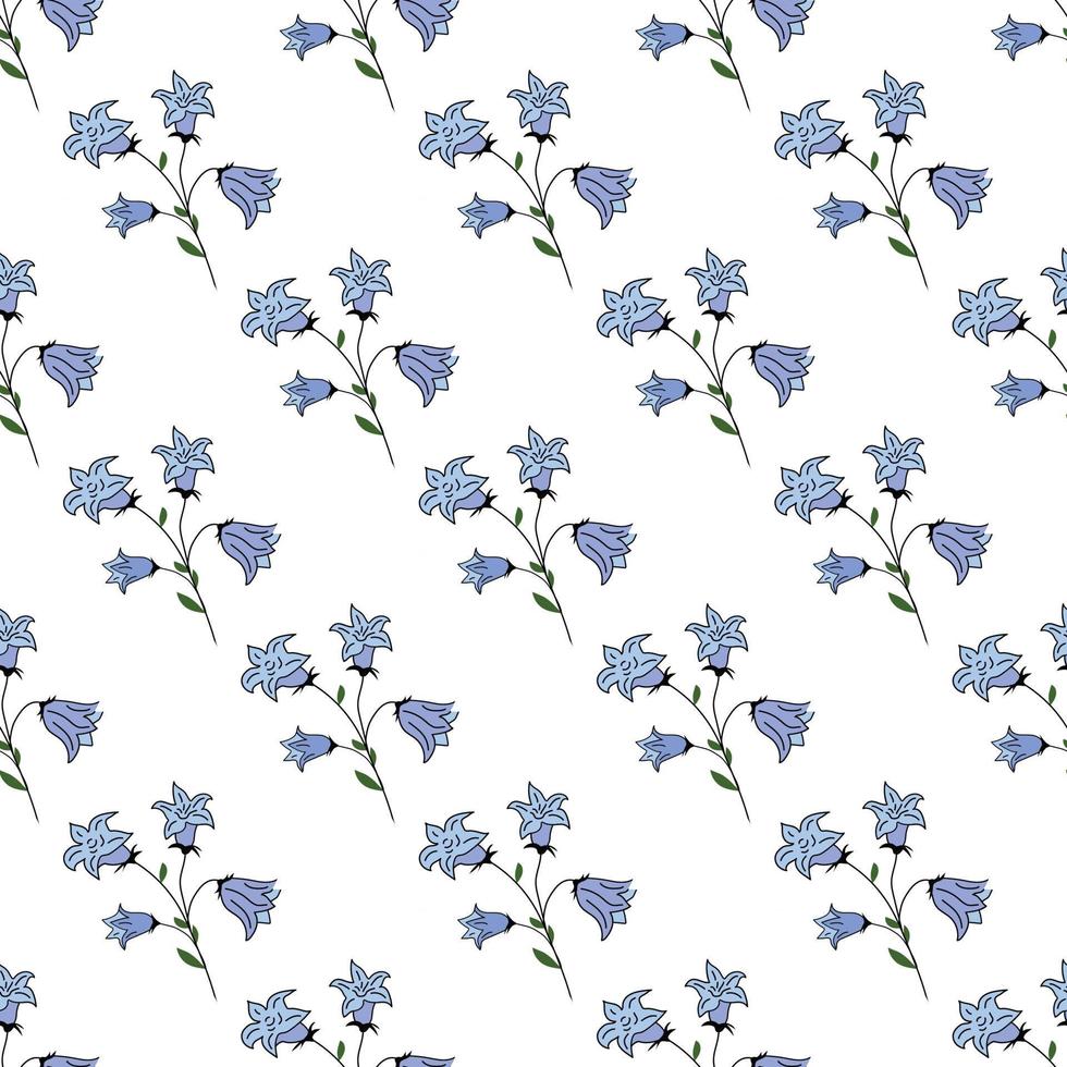 Bluebell flower Seamless Pattern Design vector