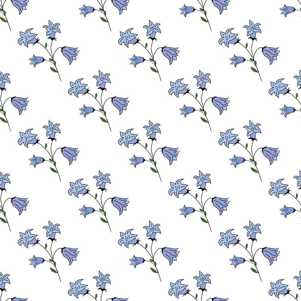 Bluebell flower Seamless Pattern Design vector