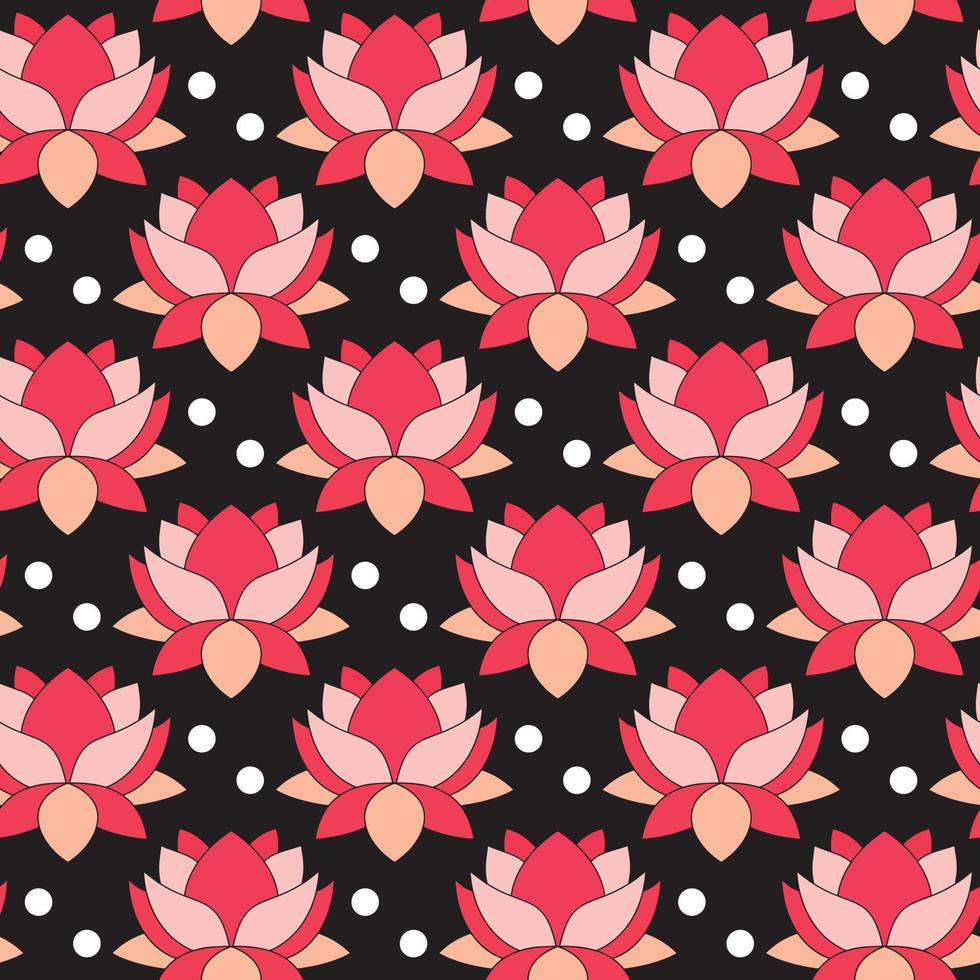 flor de loto y diseño de patrones sin fisuras de puntos vector