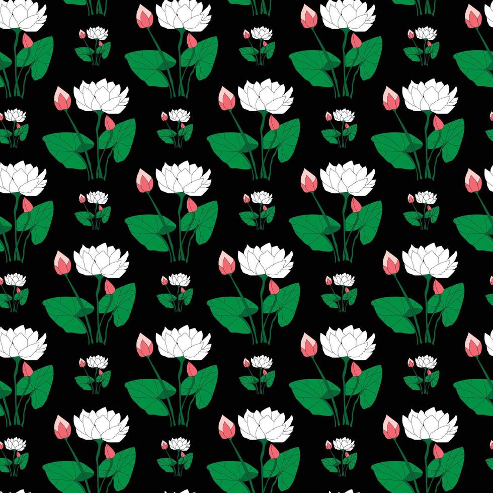 White lotus flower Seamless Pattern Design vector