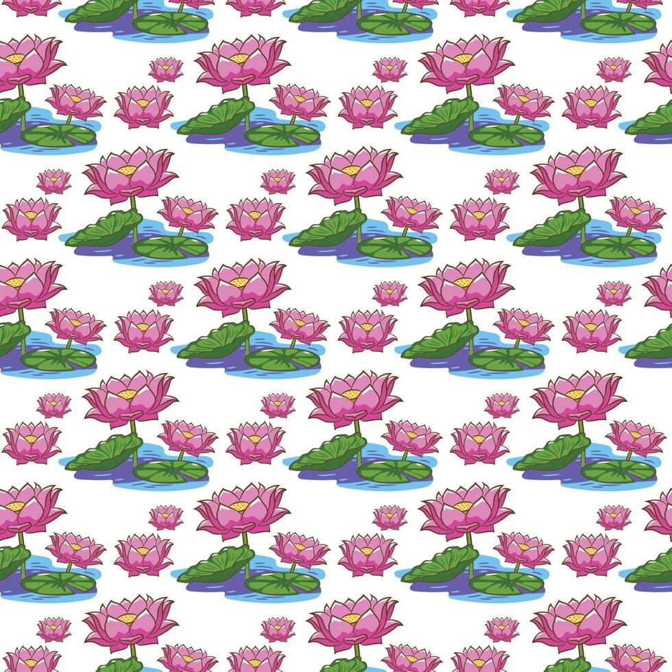 flor de loto y diseño de patrones sin fisuras de la hoja vector