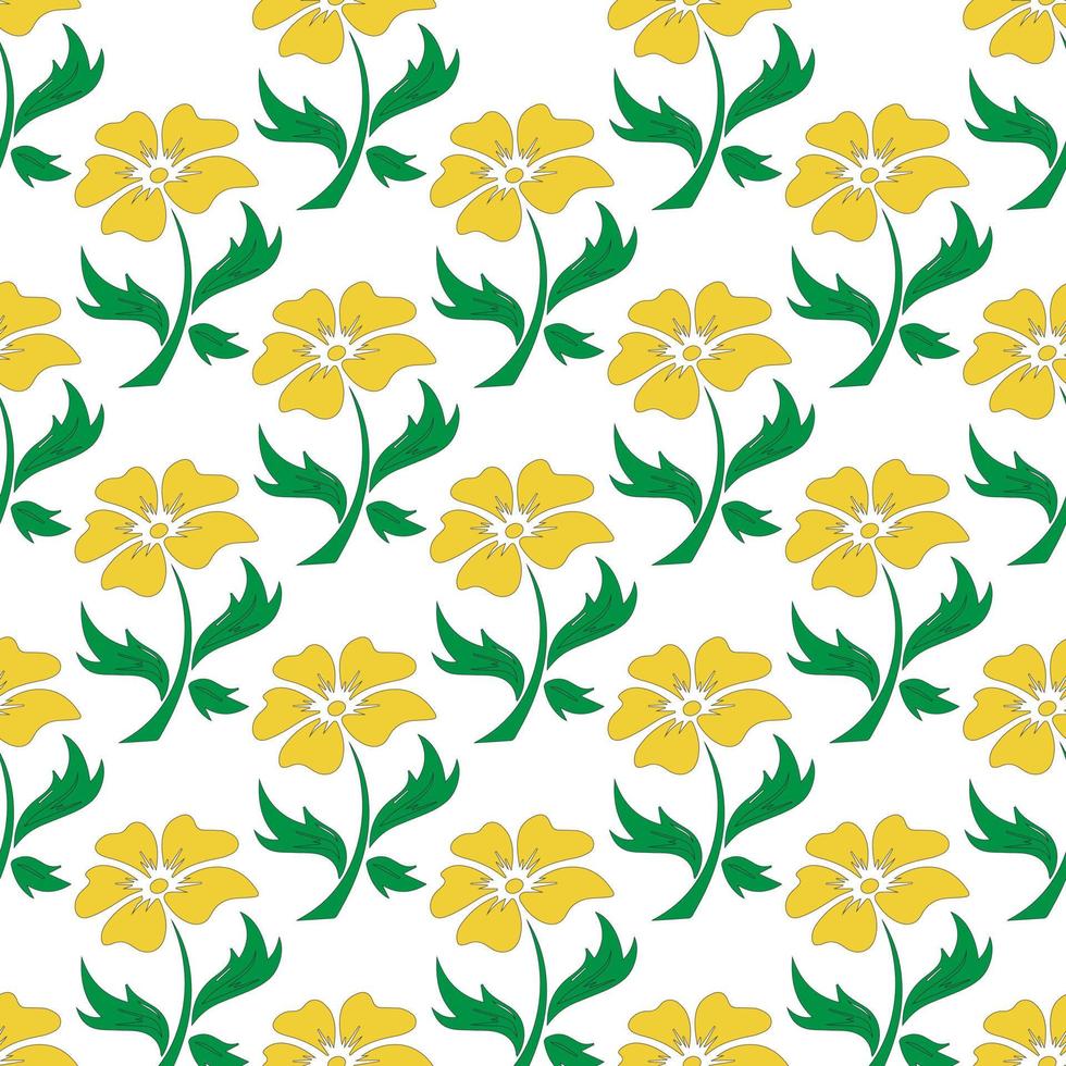 diseño de patrones sin fisuras de flores y hojas de allamanda vector