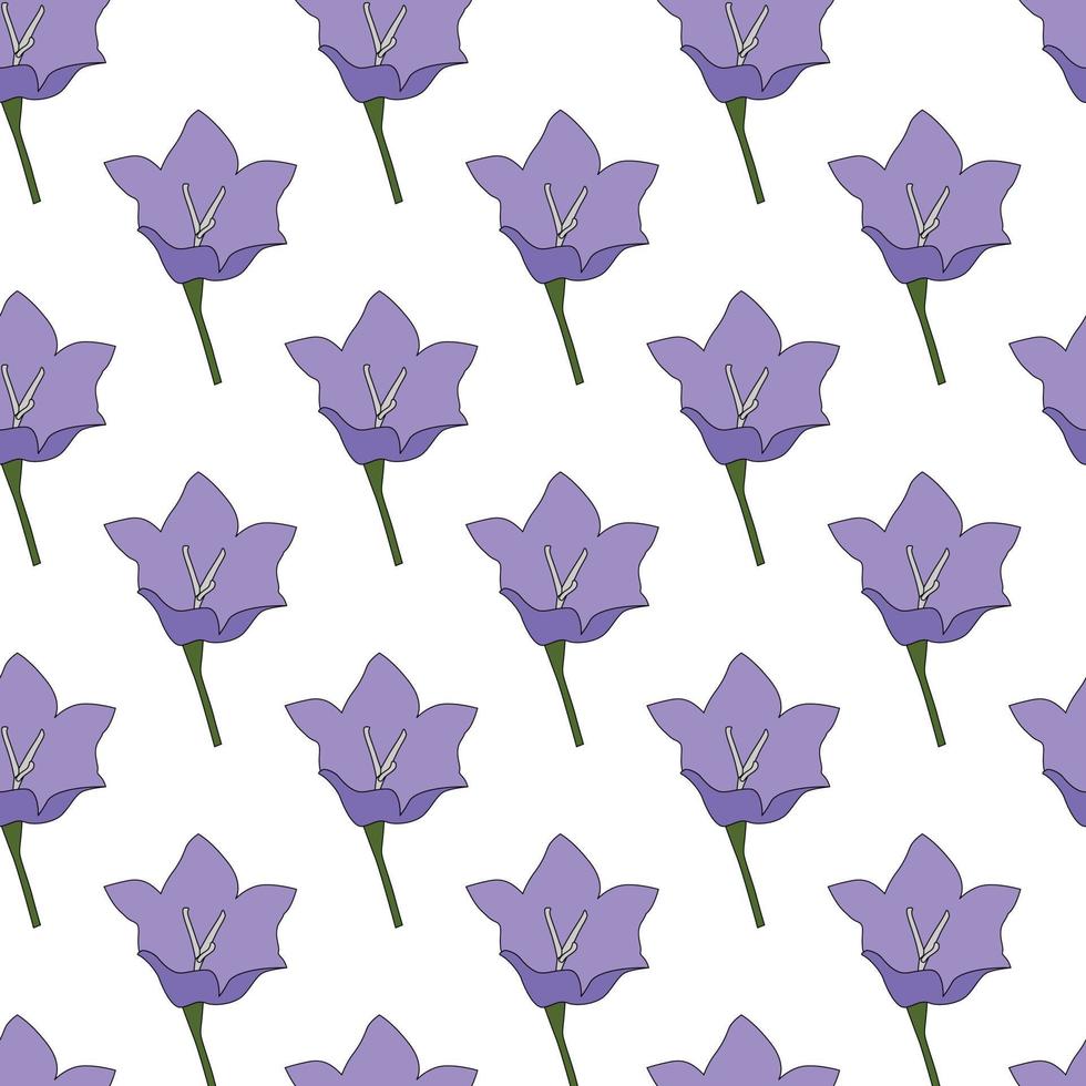 Bluebell flower Seamless Pattern Design vector