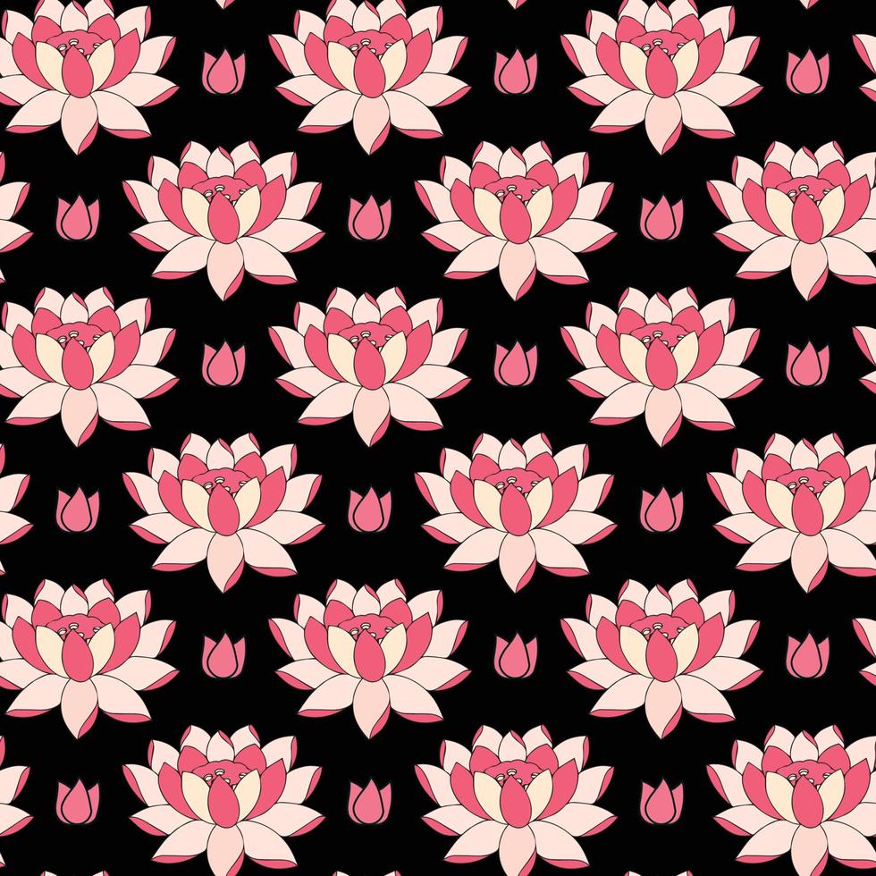 Red rose lotus flower Seamless Pattern Design vector