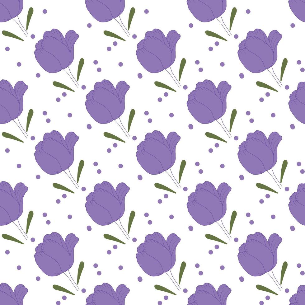 Bluebell flower and dot  Seamless Pattern Design vector