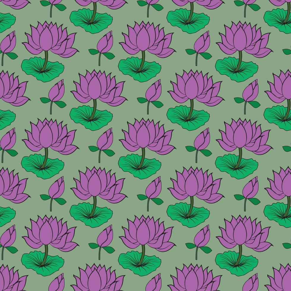 Waterlily flower Seamless Pattern Design vector