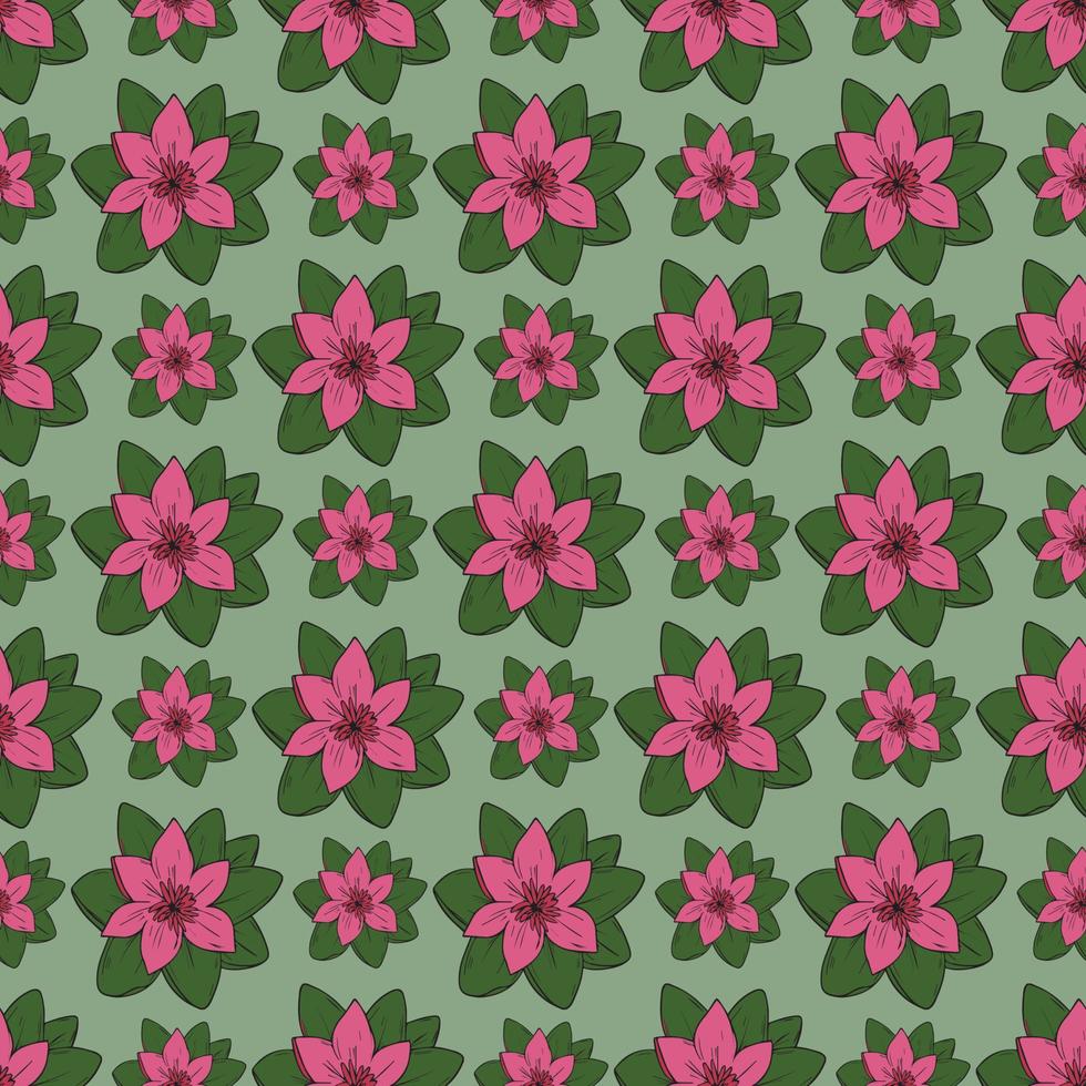 Waterlily flower with leaf Seamless Pattern Design vector