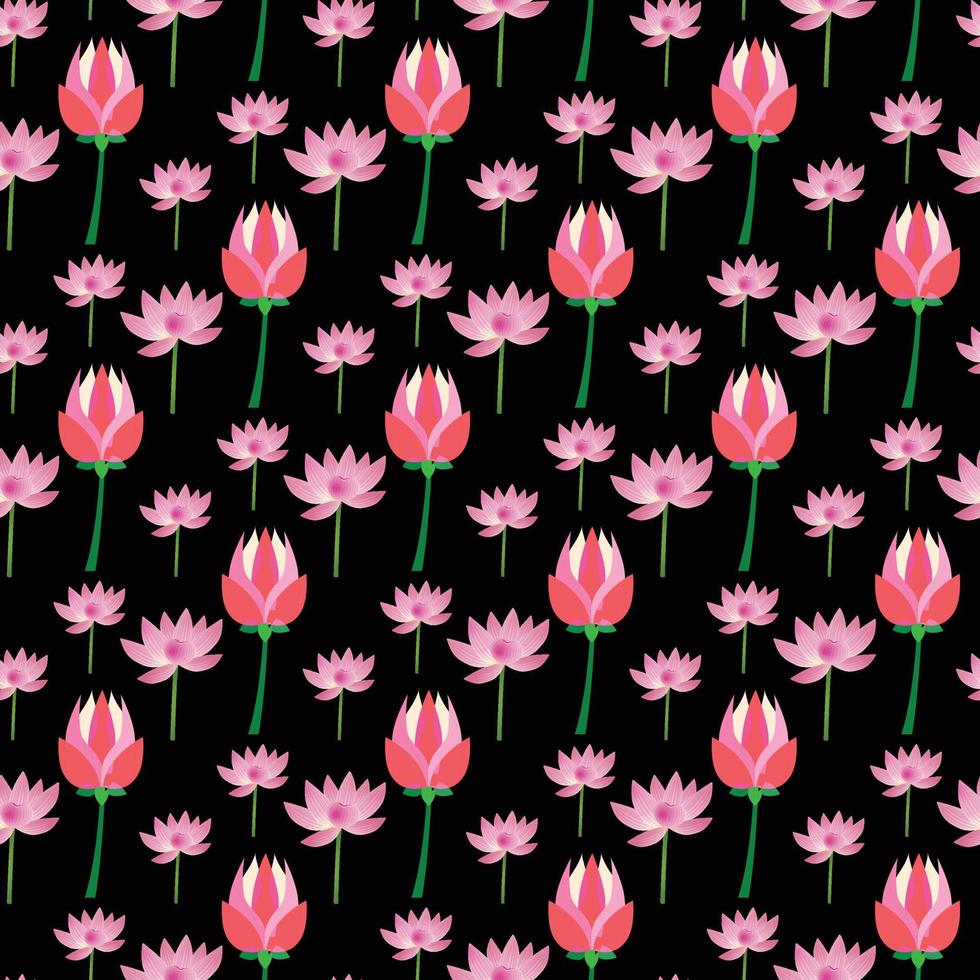 lotus flower  Seamless Pattern Design with black background vector