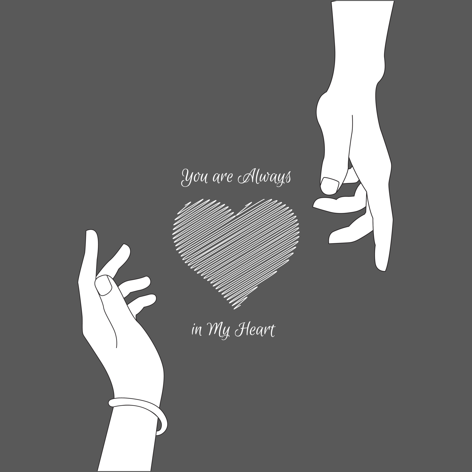 a love poster with an illustration of a pair of lovers hands forming a love bond, with sweet