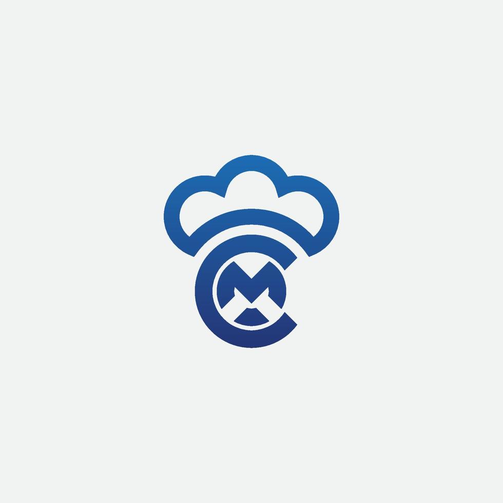 Initial CM logo design with chef hat combination, vector