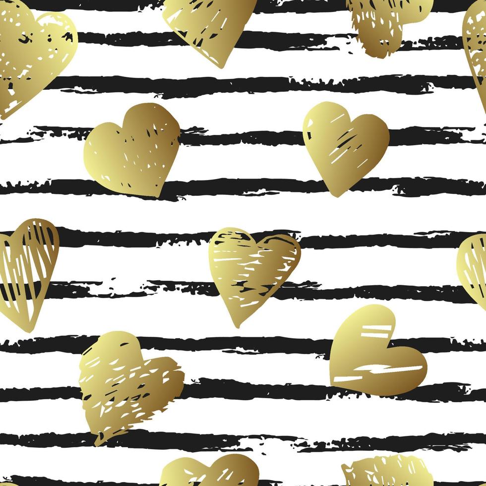 Vector seamless pattern with hearts shape and gorizontal brush stroke in a modern style. Happy Valentines day illustration. For wallpaper, pattern fills, web page, textures, textile, wrapping paper