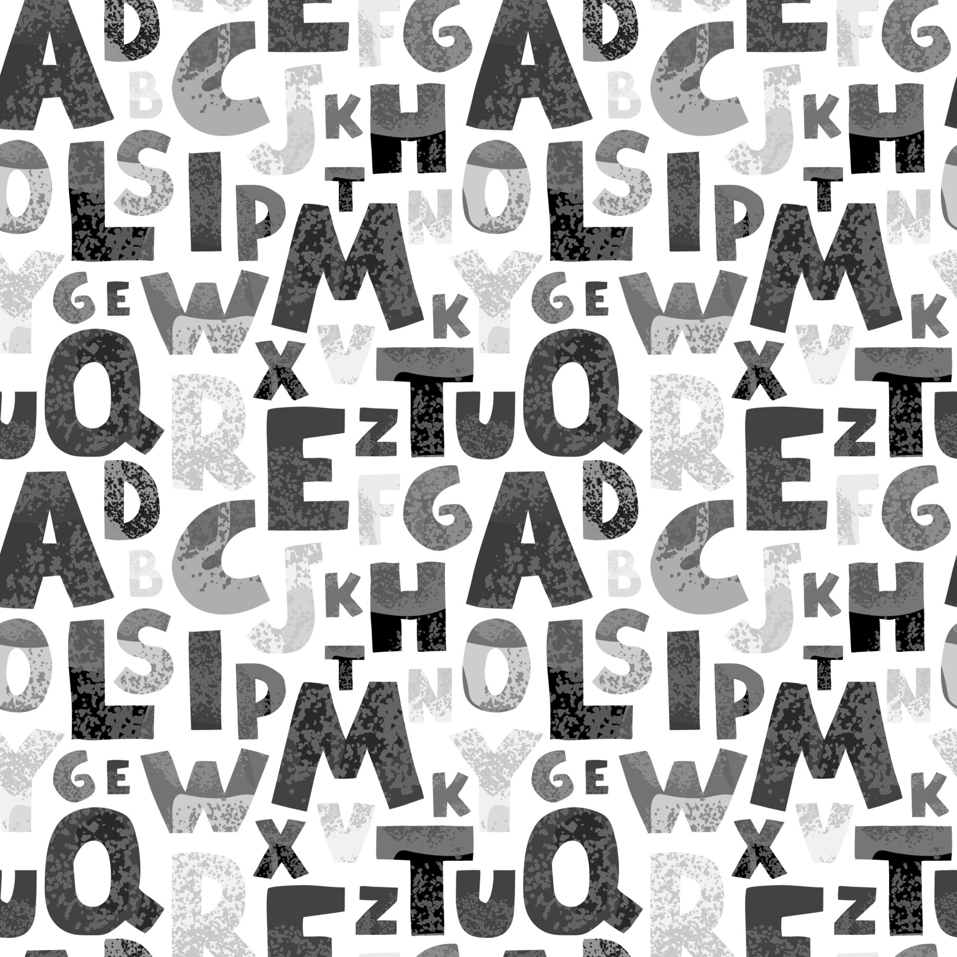 patrón transparente de vector con letras texturizadas sobre fondo