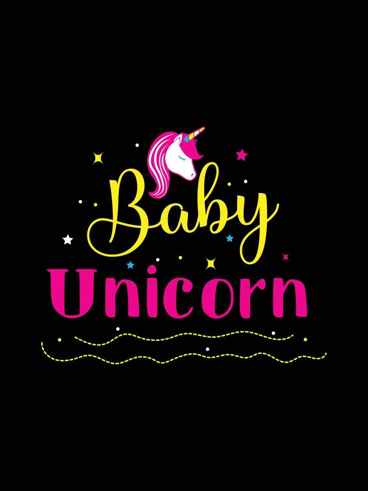 bebé unicornio diseño de camiseta unicornio. vector