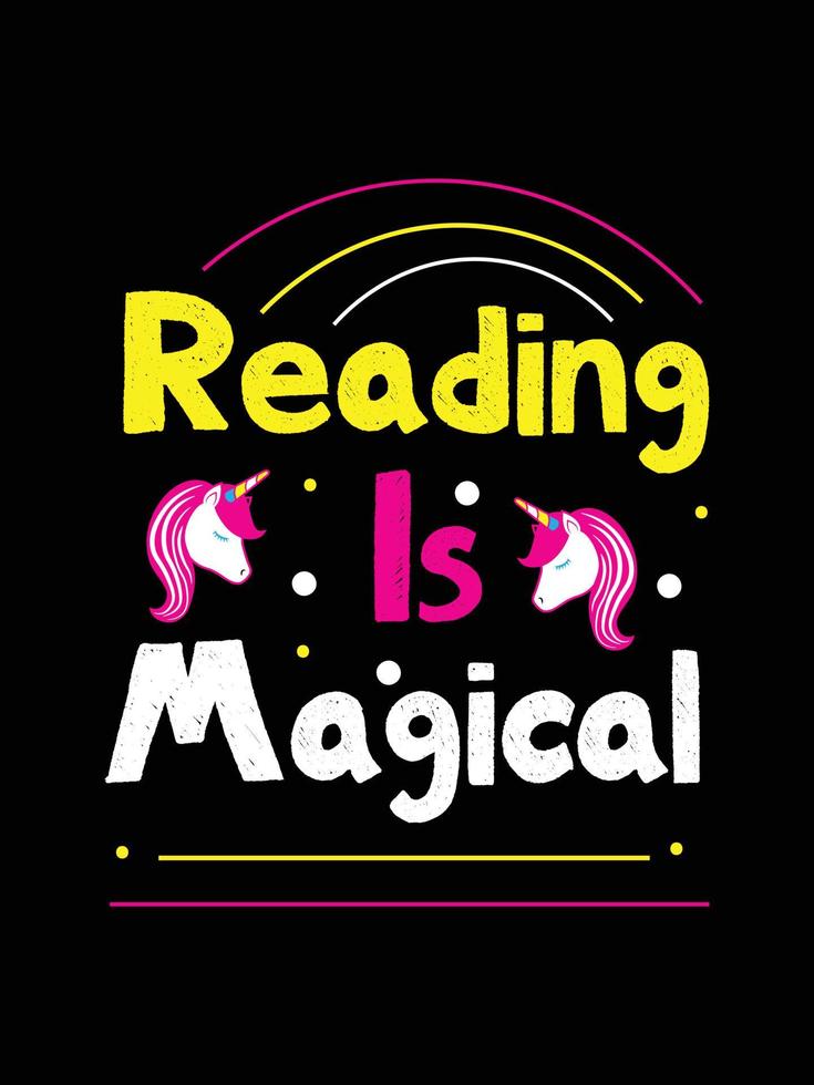 reading is magical. Unicorn t-shirt design. vector