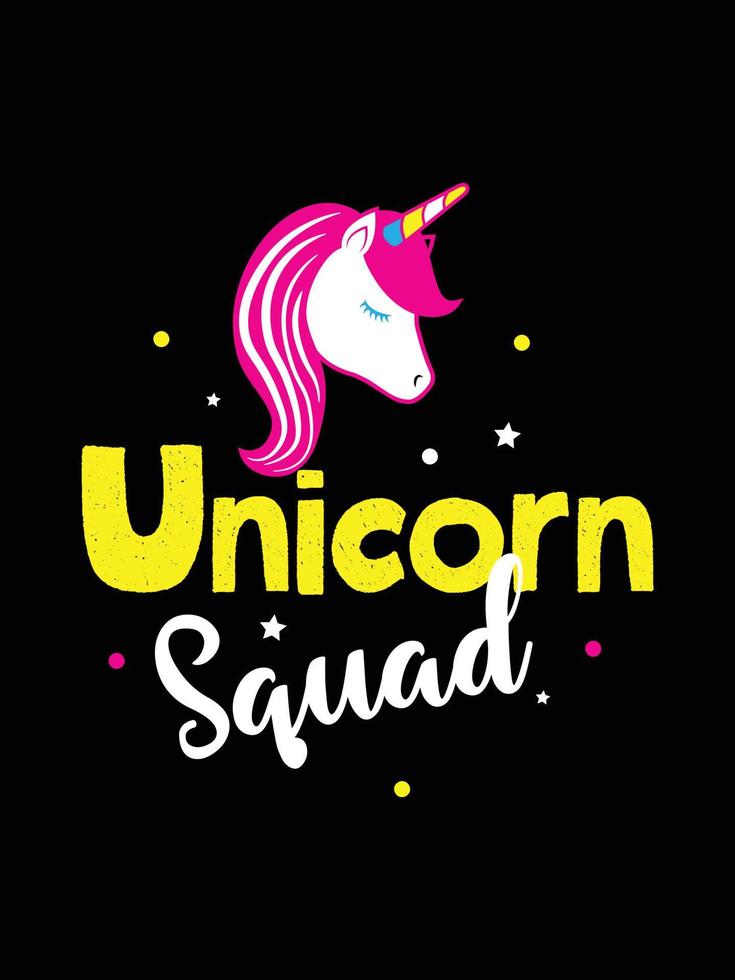 escuadrón unicornio. diseño de camiseta de unicornio. vector