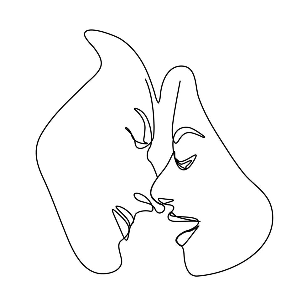 continuous line Young couple having fun on New Year's Day or Valentine's Day. vector