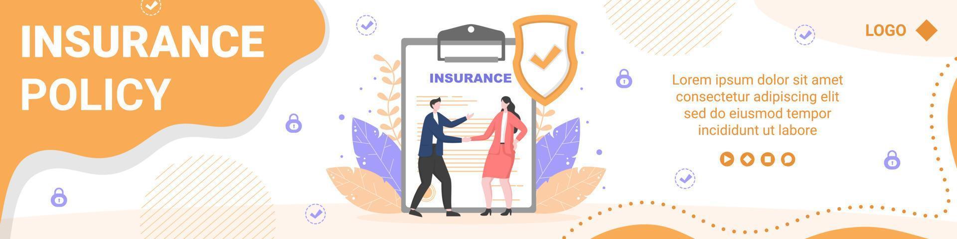 Insurance Policy Banner Template Flat Design Illustration Editable of Square Background for Social media, Feed, Greeting Card and Web vector