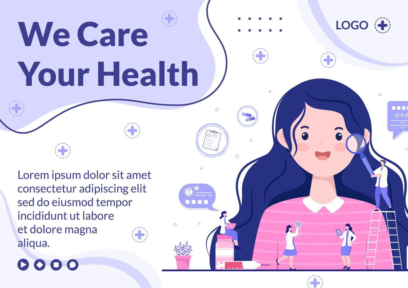 Medical Check up Brochure Template Health care Flat Design Illustration Editable of Square Background for Social Media, Greeting Card or Web vector