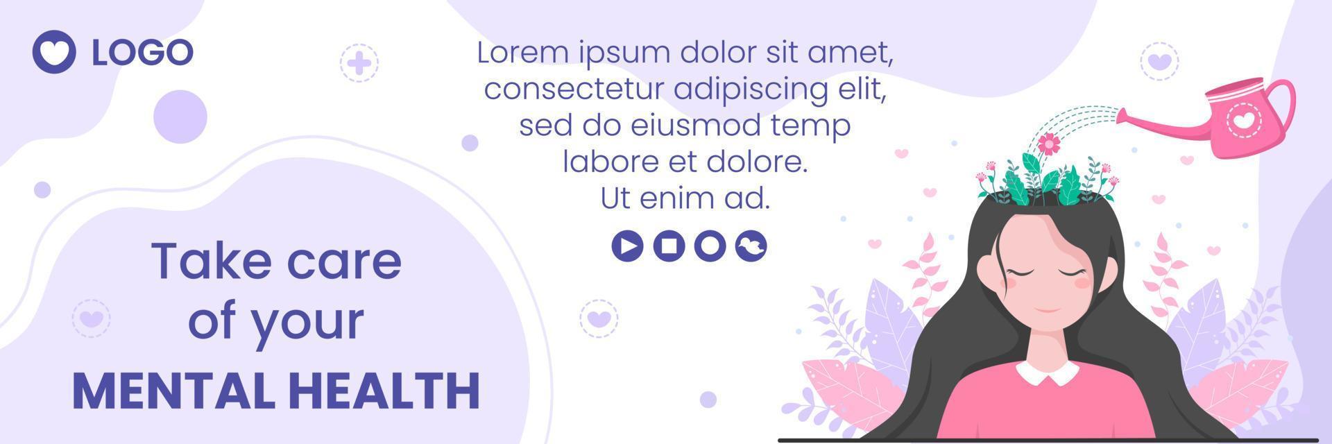 Mental Health Care Consultant Cover Template Flat Design Illustration Editable of Square Background for Social media, Greeting Card and Web vector